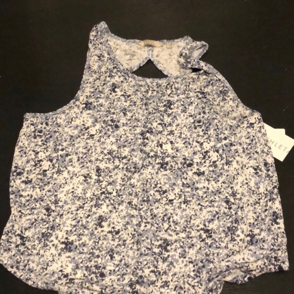 blue patterned athleta tank top size xl